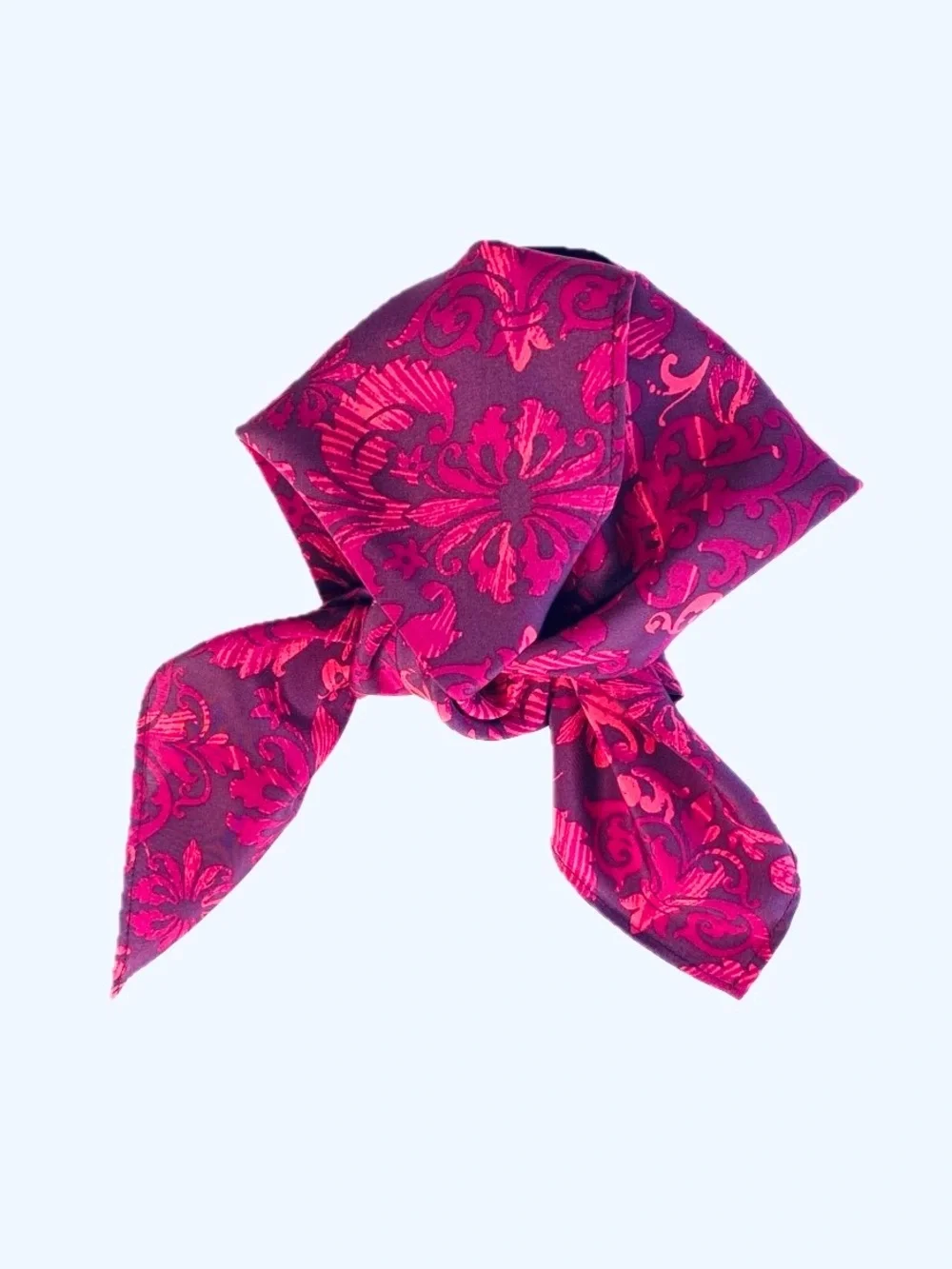 NWT SILKLETTE Floral Mosaic 100% Fine Silk Kerchief Scarf Red/Deep Purple